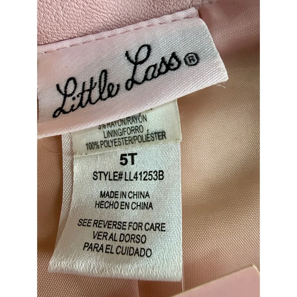 Little Lass Girls Pink Faux Leather Moto Biker Jacket Size 5T‎ NEW